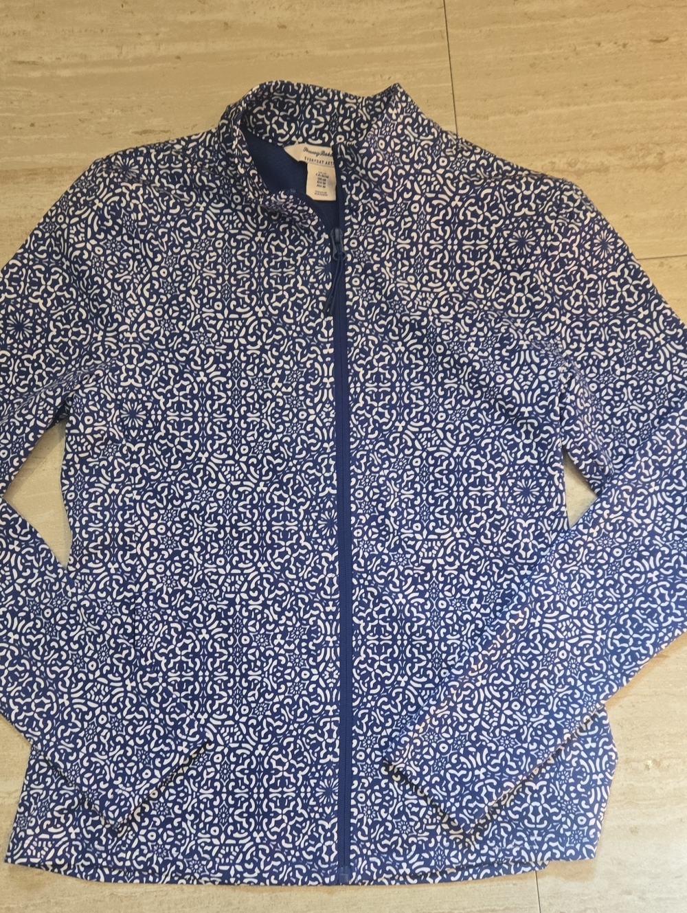 Tommy Bahama Everyday Active Blue/White Design Print Zipper Jacket